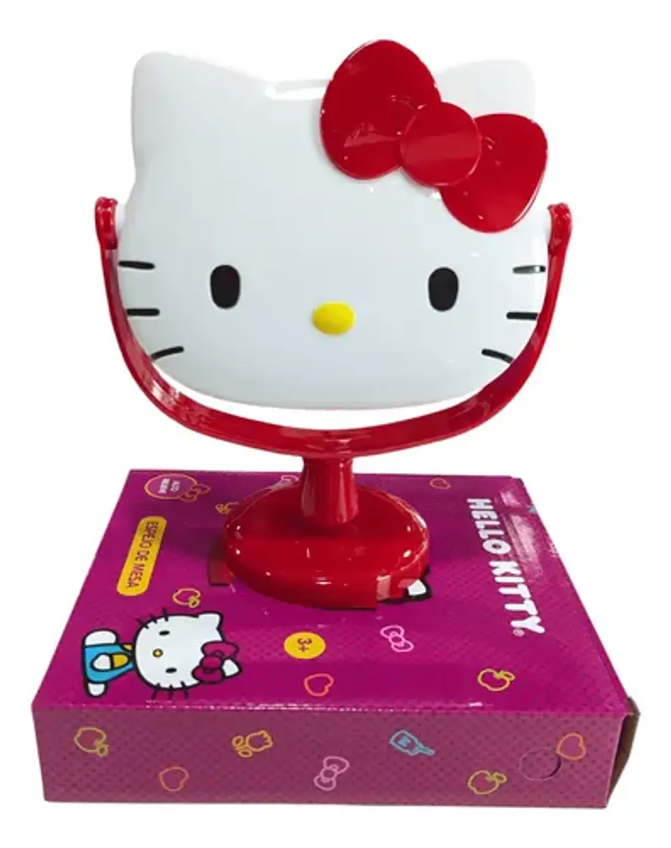 Espejo De Mesa Hello Kitty Kawaii Sanrio Pedestal Maquillaje 4