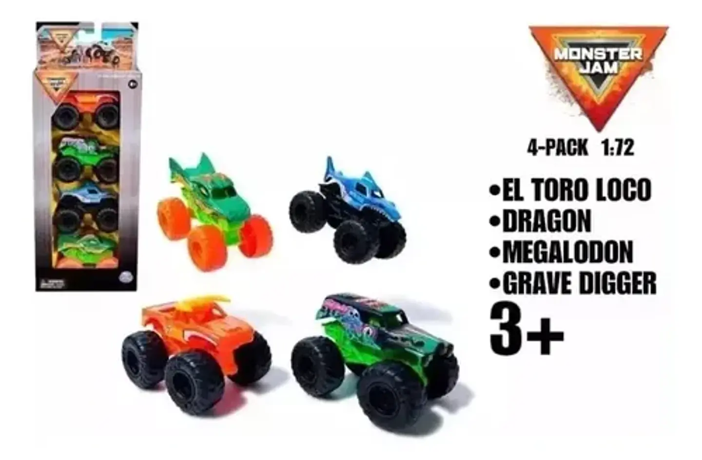 Autos Monster Jam Pack 4 Camionetas 1:72 Originales 8