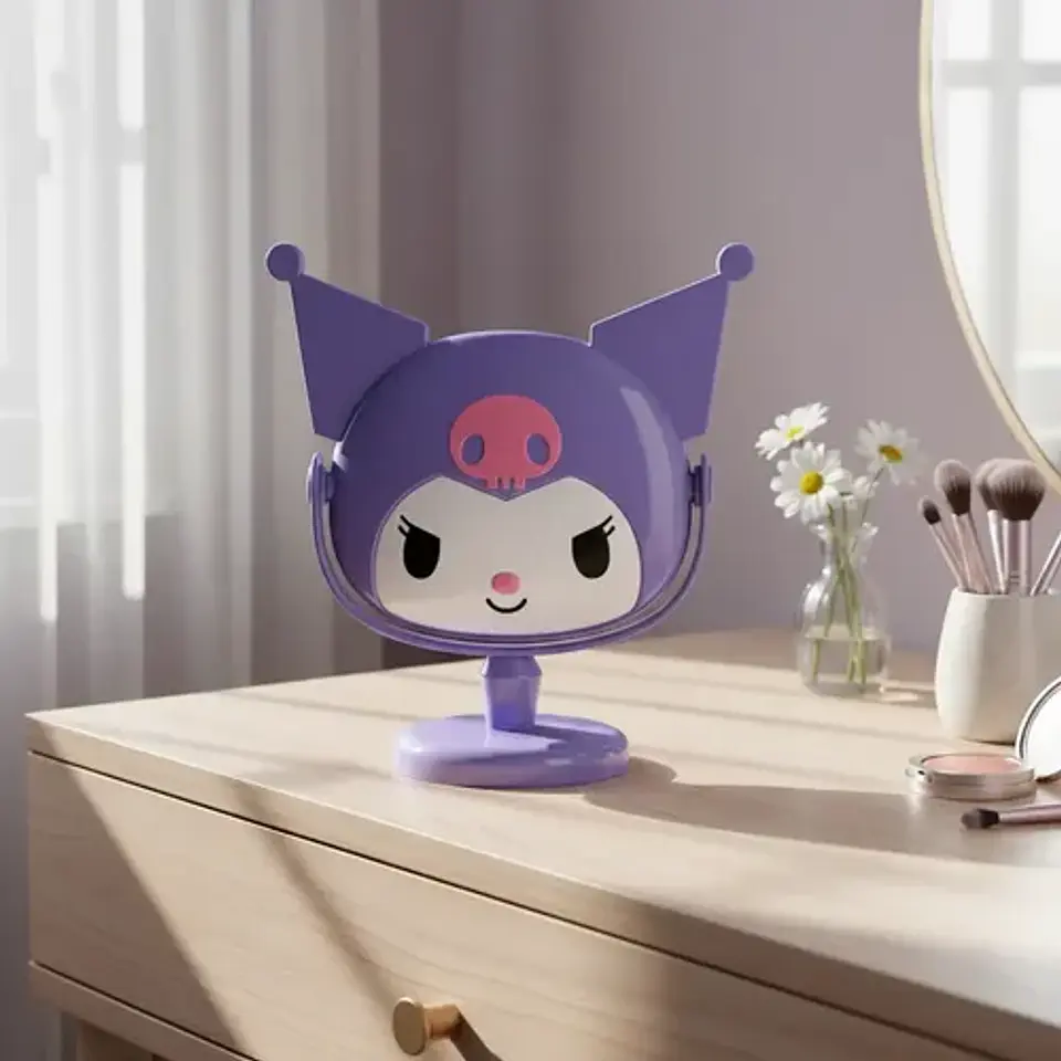 Espejo De Mesa Kawaii Kuromi Sanrio Con Pedestal Maquillaje 2