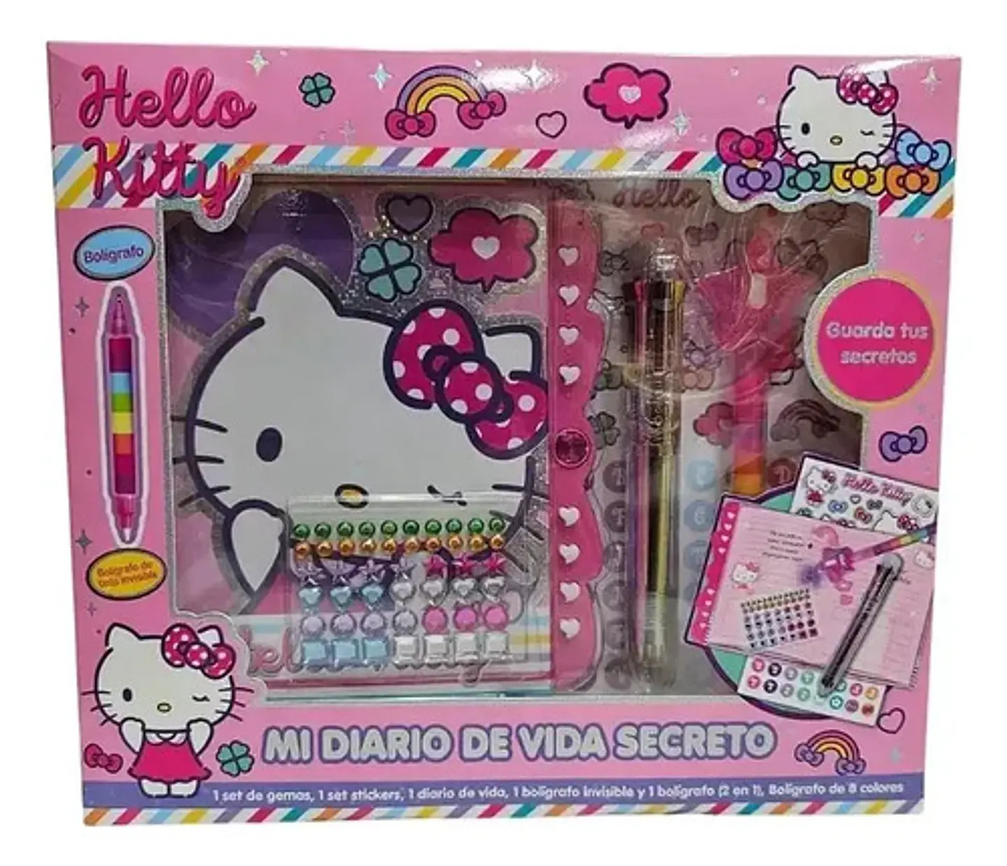 Diario Secreto Hello Kitty Candado Y Lápiz Invisible Niña 1