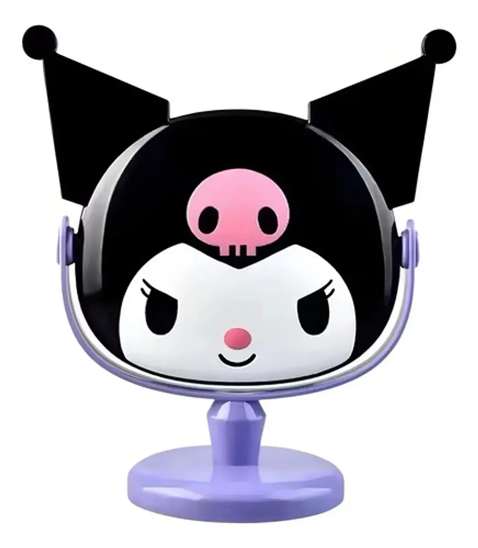 Espejo De Mesa Kawaii Kuromi Sanrio Con Pedestal Maquillaje 1