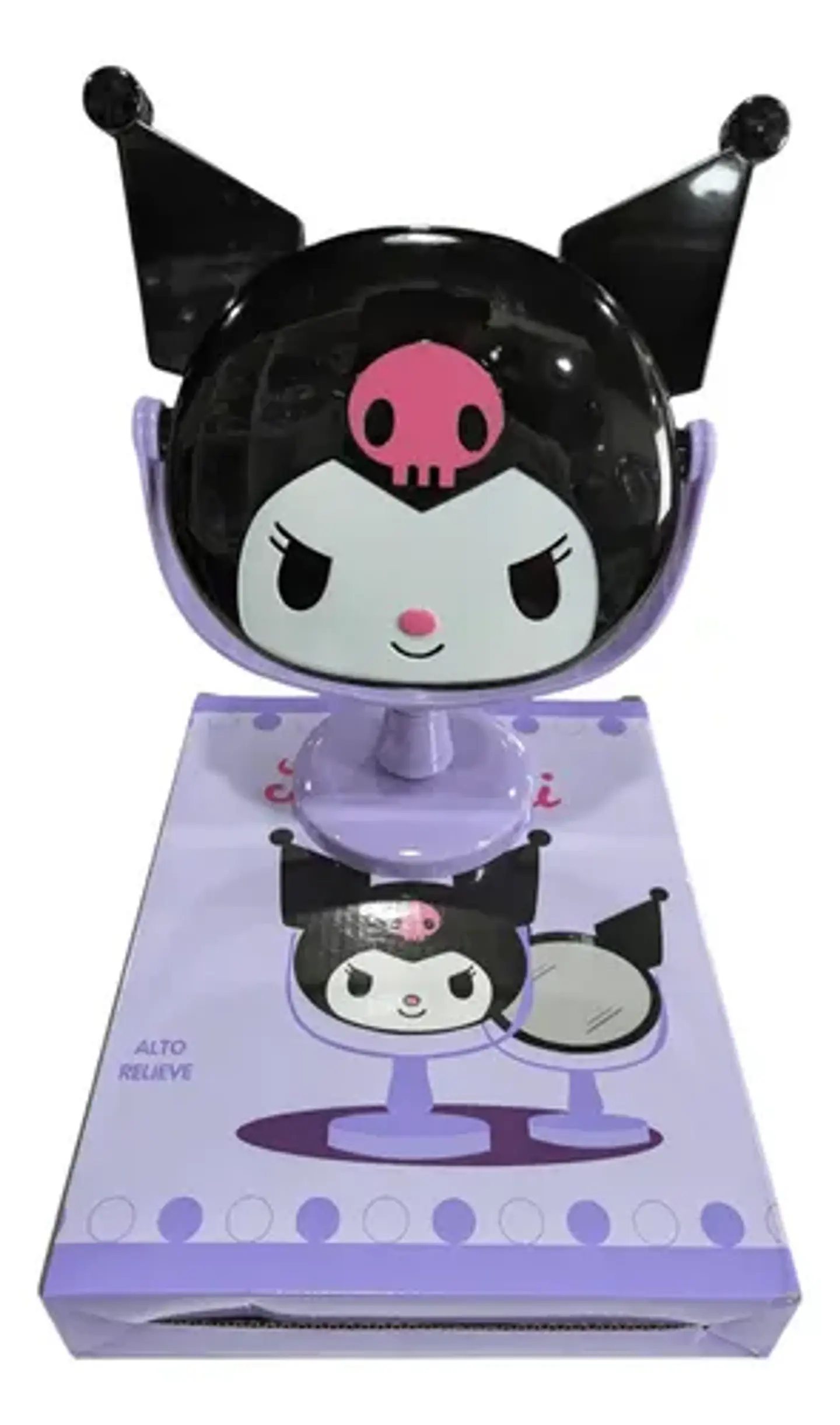 Espejo De Mesa Kawaii Kuromi Sanrio Con Pedestal Maquillaje 3