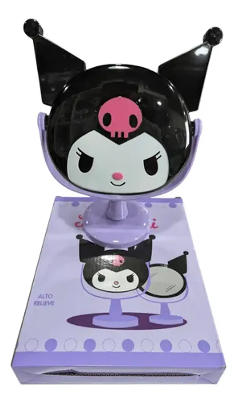 Espejo De Mesa Kawaii Kuromi Sanrio Con Pedestal Maquillaje 3