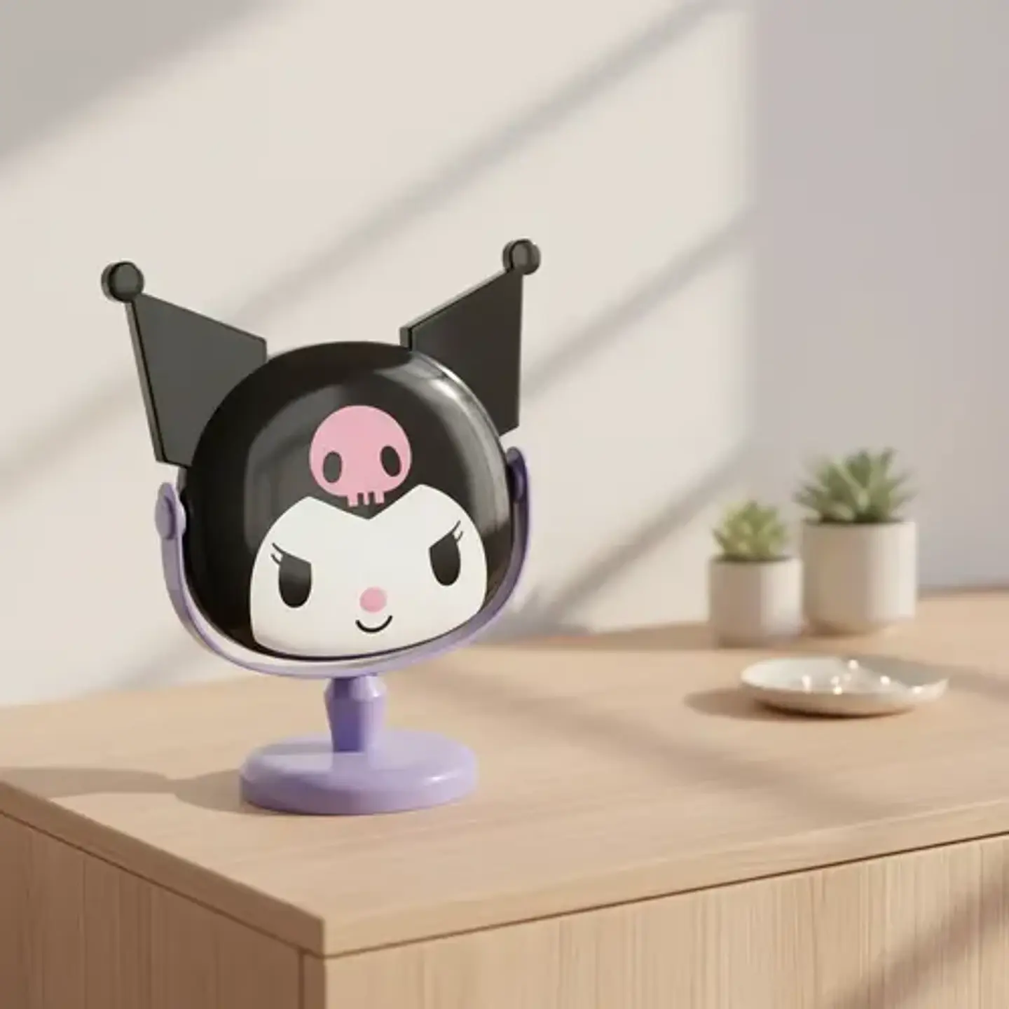Espejo De Mesa Kawaii Kuromi Sanrio Con Pedestal Maquillaje 5