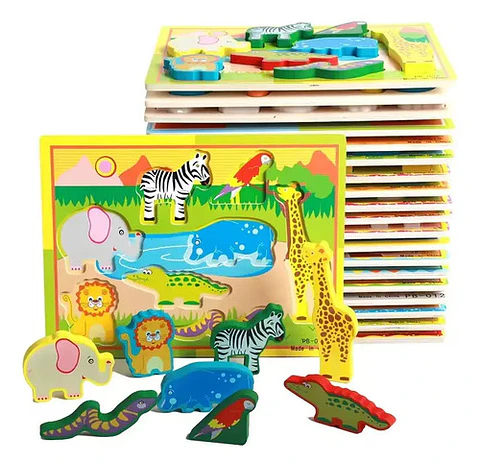 Puzzle Madera Animales 8 Piezas Encaje Didáctico Infantil