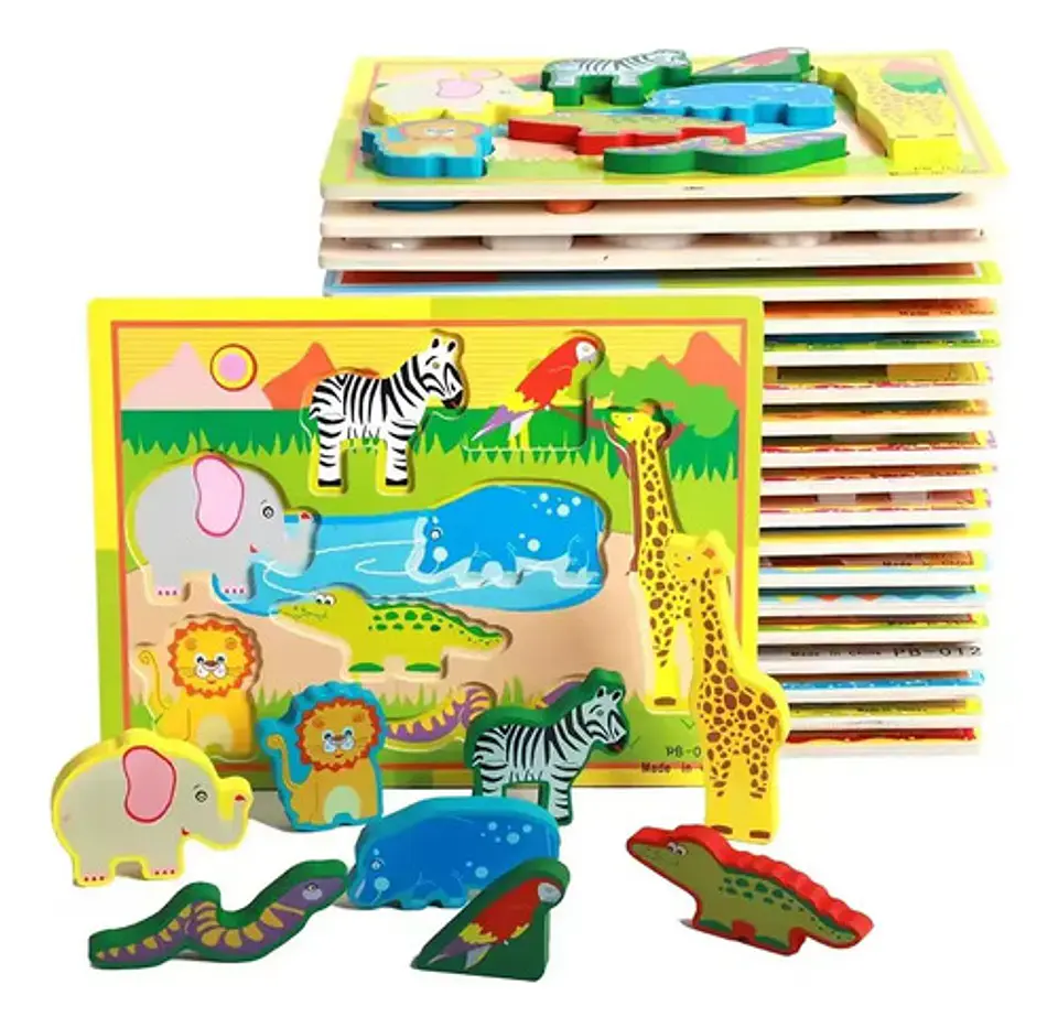 Puzzle Madera Animales 8 Piezas Encaje Didáctico Infantil 1