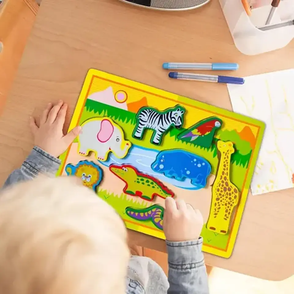 Puzzle Madera Animales 8 Piezas Encaje Didáctico Infantil 4