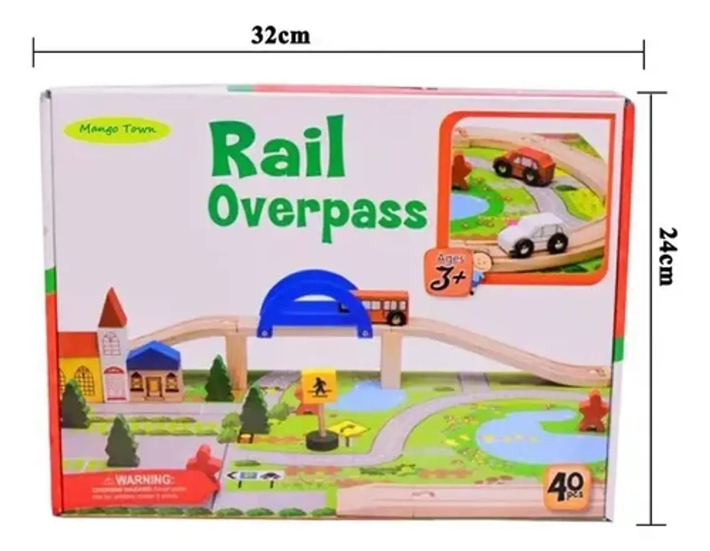 Pista Autos Madera Con Puente Juguete Didáctico Infantil 40p 2