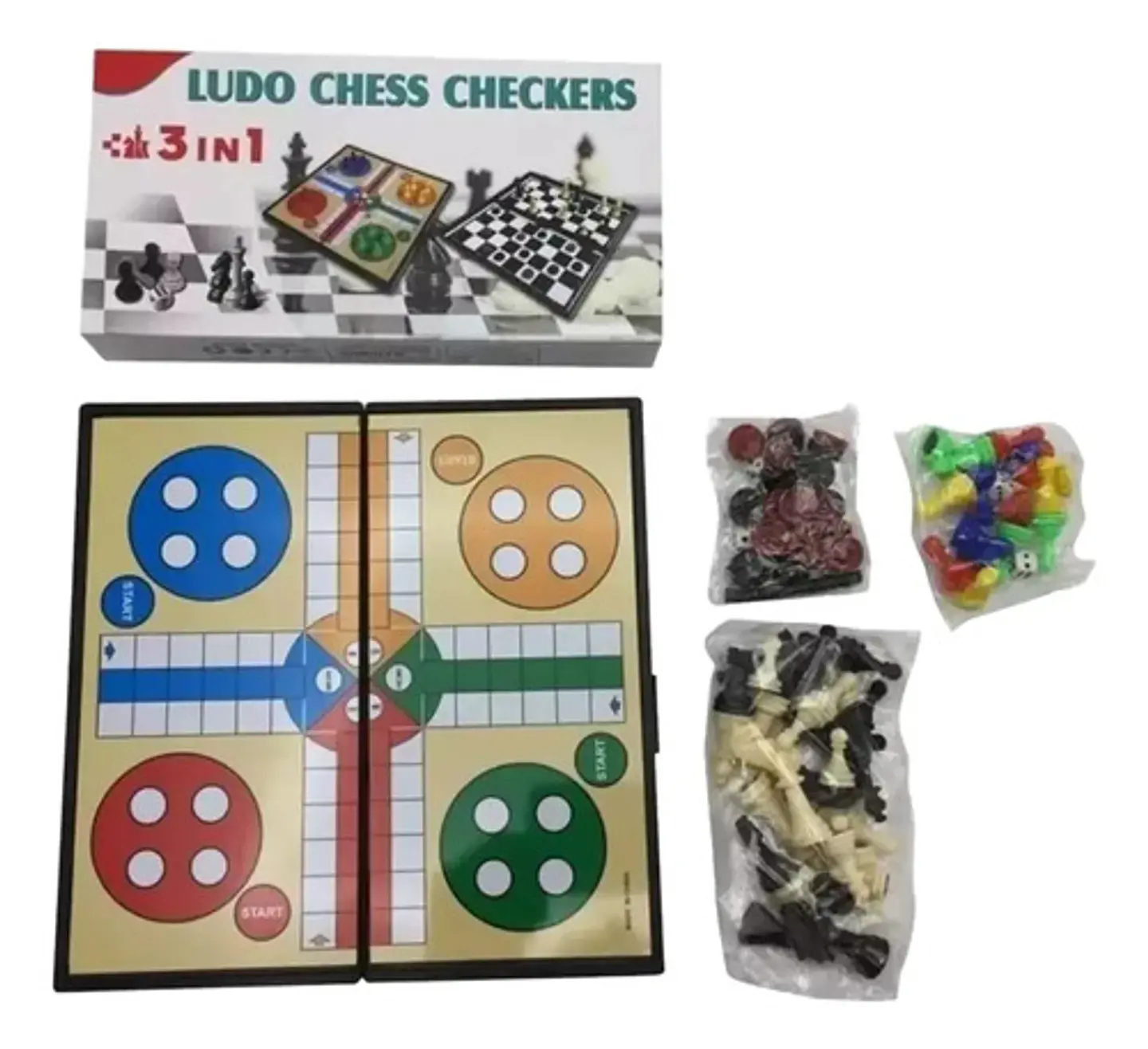Juego Magnético 3 En 1 Ajedrez Ludo Damas Plegable 2