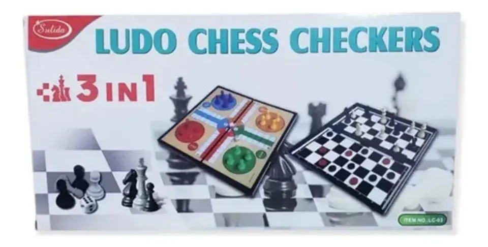 Juego Magnético 3 En 1 Ajedrez Ludo Damas Plegable 3