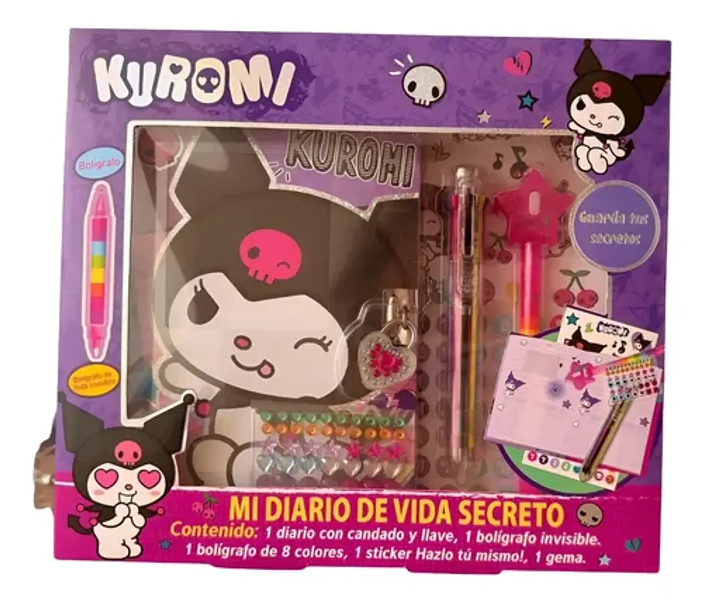 Diario Secreto Kuromi Con Candado Y Lápiz Invisible Sanrio 1