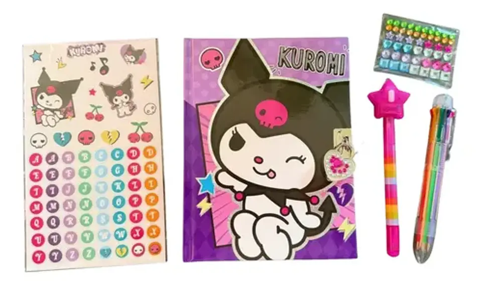Diario Secreto Kuromi Con Candado Y Lápiz Invisible Sanrio 5