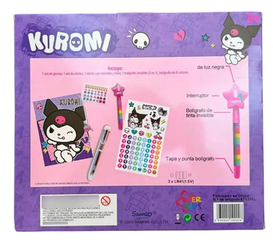 Diario Secreto Kuromi Con Candado Y Lápiz Invisible Sanrio 6