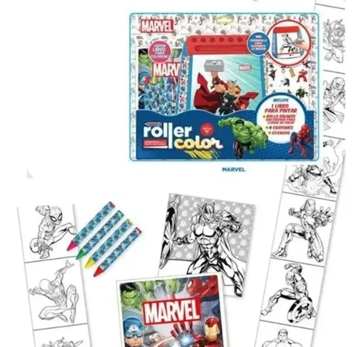Libro Colorear Marvel Roller Color Con Crayones + Stickers 2