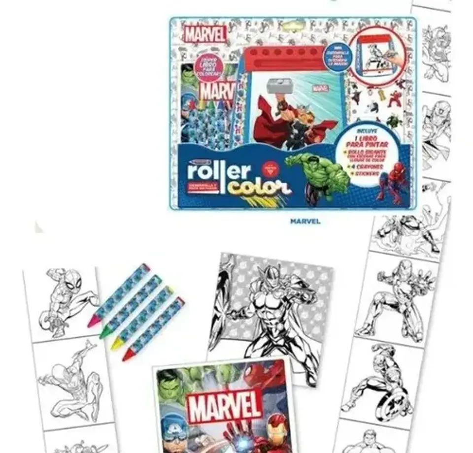 Libro Colorear Marvel Roller Color Con Crayones + Stickers 2