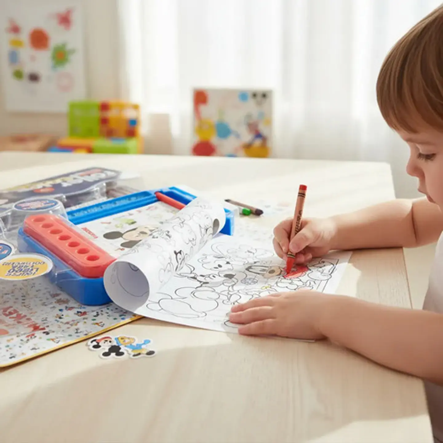 Libro Colorear Mickey Mouse Rollo Con Crayones Stickers 4