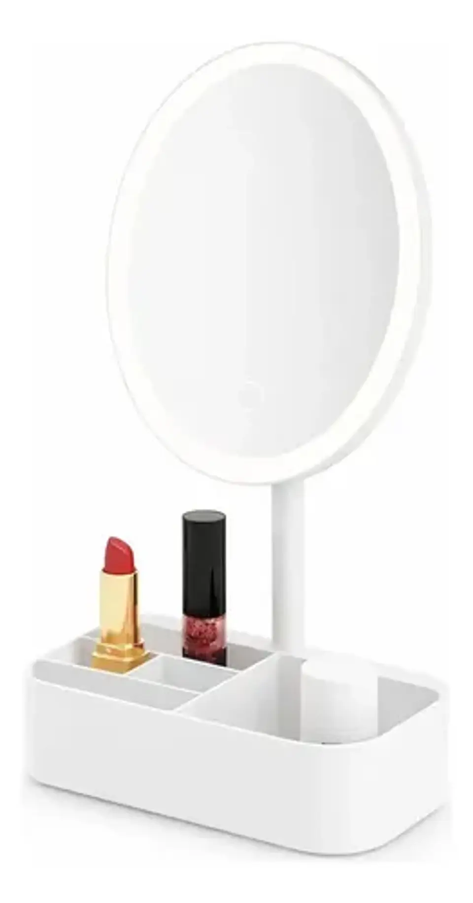 Espejo Led Tocador Maquillaje Circular Con Organizador Blanco 2