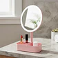 Espejo Led Tocador Maquillaje Circular Con Organizador Rosa - Miniatura 1