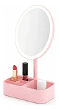 Espejo Led Tocador Maquillaje Circular Con Organizador Rosa - Miniatura 2