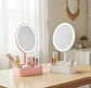 Espejo Led Tocador Maquillaje Circular Con Organizador Rosa - Miniatura 4