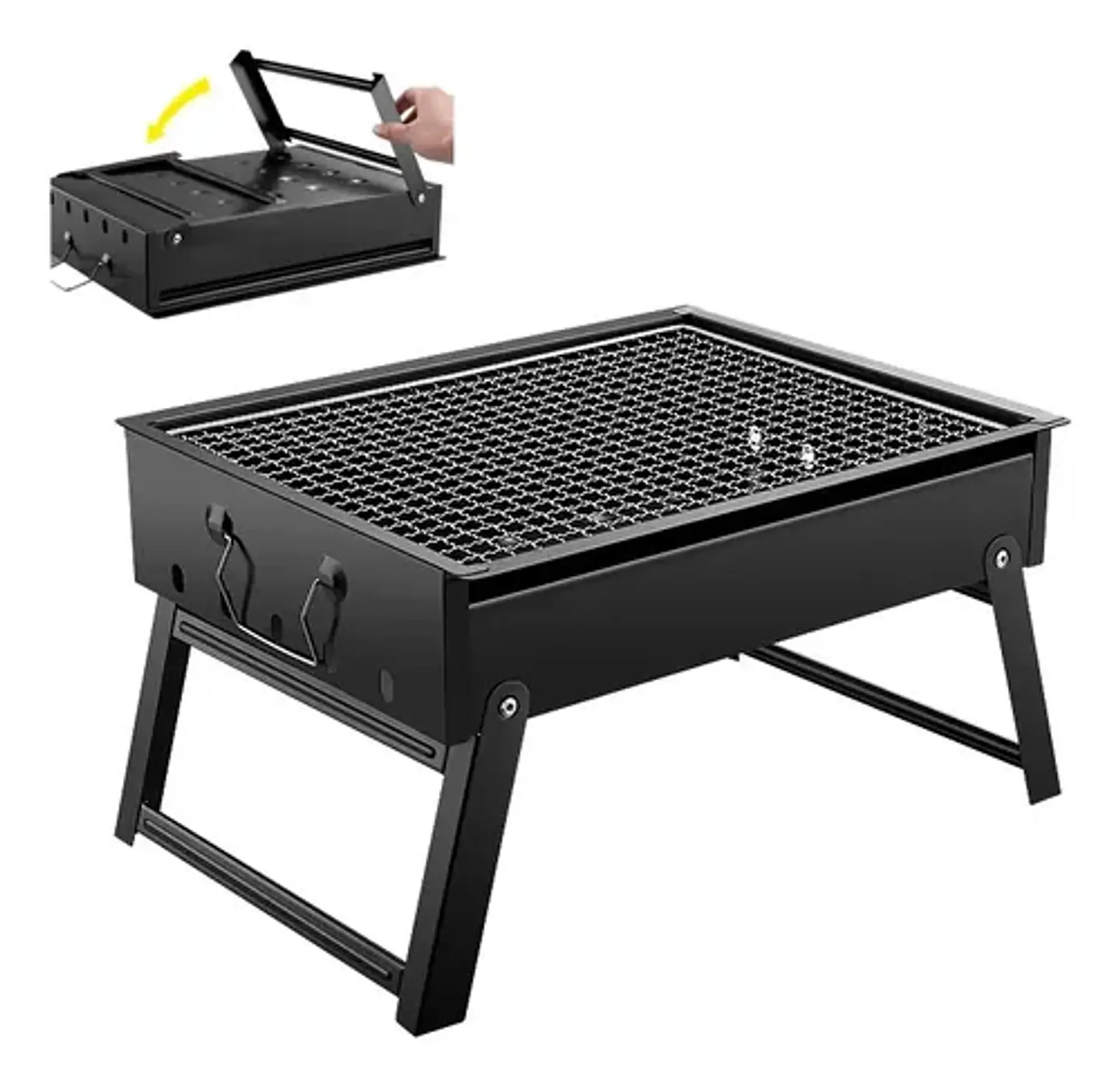 Parrilla A Carbón Portátil Plegable Negra 38x29,5 Camping 3