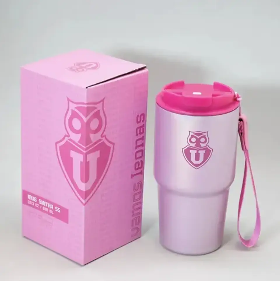 Vaso Mug Térmico Univeridad De Chile Pink Acero Inoxidable 4