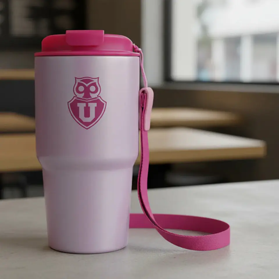 Vaso Mug Térmico Univeridad De Chile Pink Acero Inoxidable 6