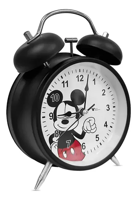 Reloj Despertador Infantil Mickey Mouse Disney Puñito Negro