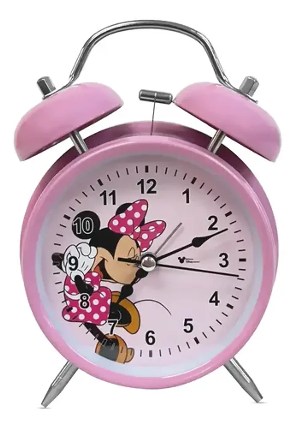 Reloj Despertador Infantil Minnie Mouse Disney Metal Rosa 1