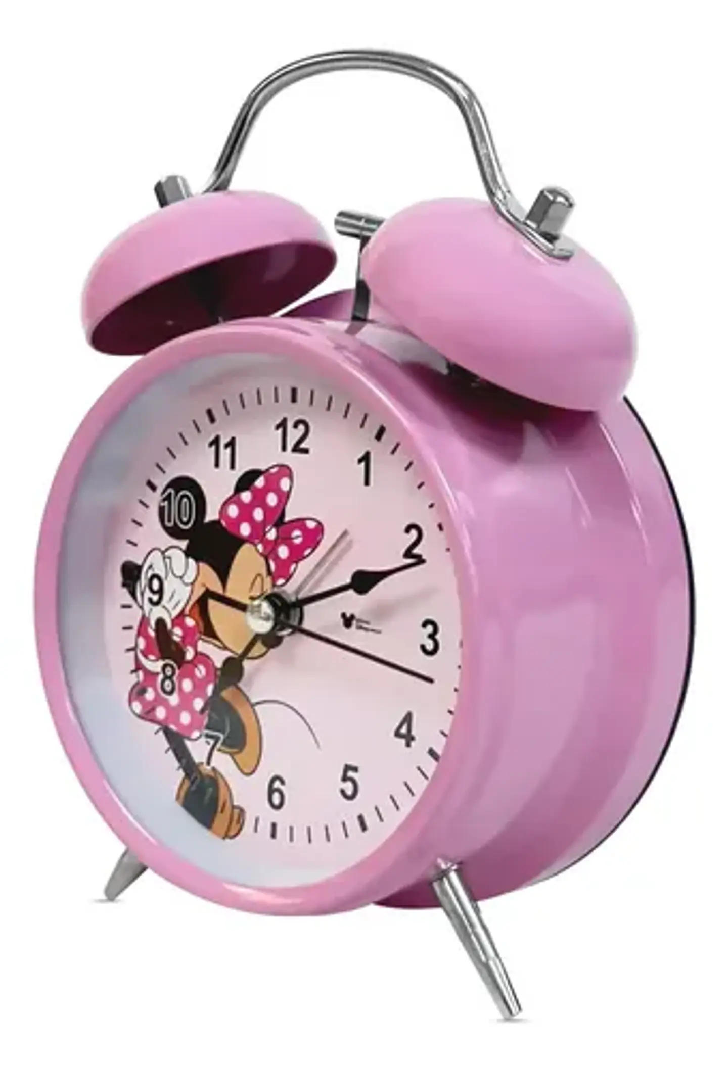 Reloj Despertador Infantil Minnie Mouse Disney Metal Rosa 2