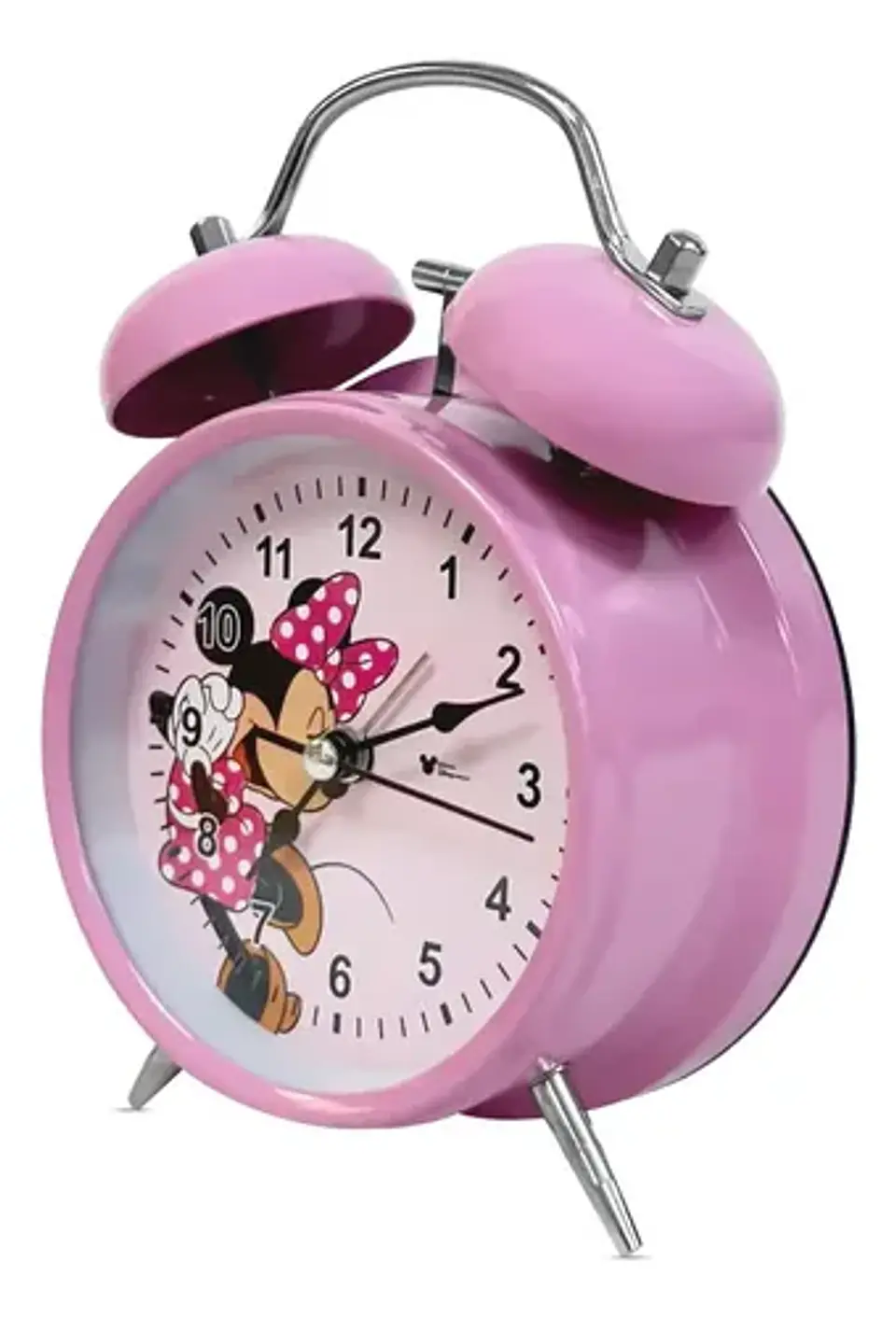 Reloj Despertador Infantil Minnie Mouse Disney Metal Rosa 2