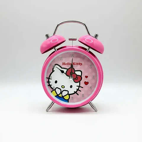Reloj Despertador Infantil Hello Kitty Corazones Sanrio Rosa