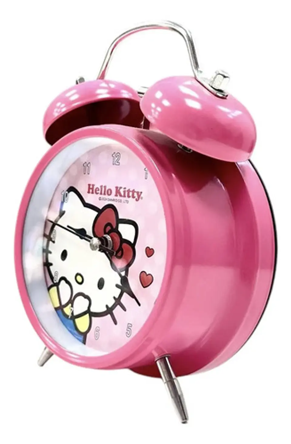 Reloj Despertador Infantil Hello Kitty Corazones Sanrio Rosa 4