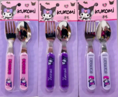 Cubiertos Infantiles Kuromi Sanrio 3 Sets Cuchara Y Tenedor