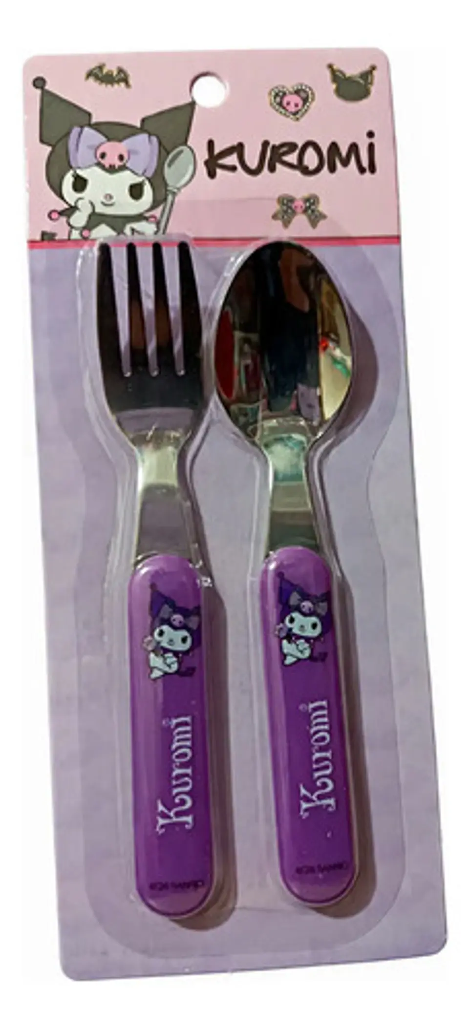 Cubiertos Infantiles Kuromi Sanrio 3 Sets Cuchara Y Tenedor 3