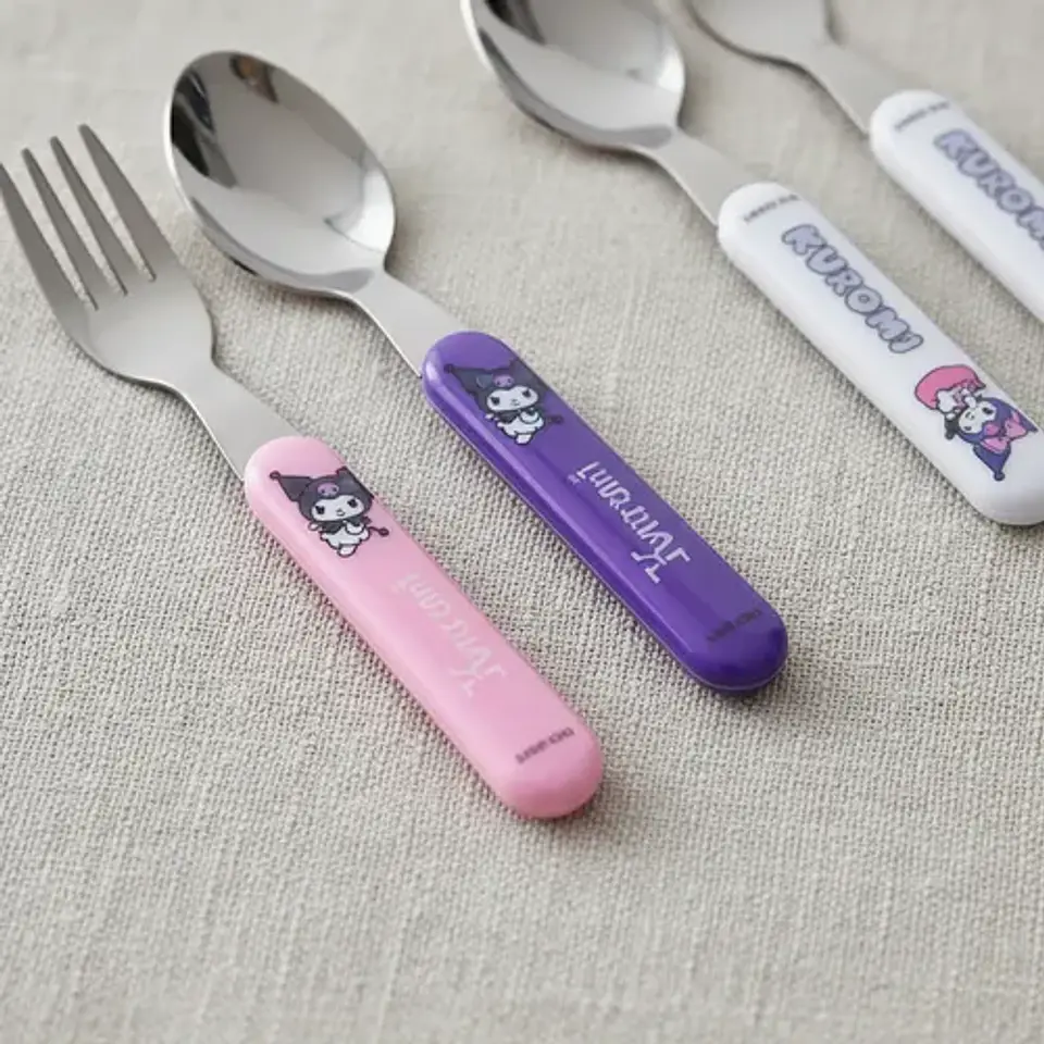 Cubiertos Infantiles Kuromi Sanrio 3 Sets Cuchara Y Tenedor 6