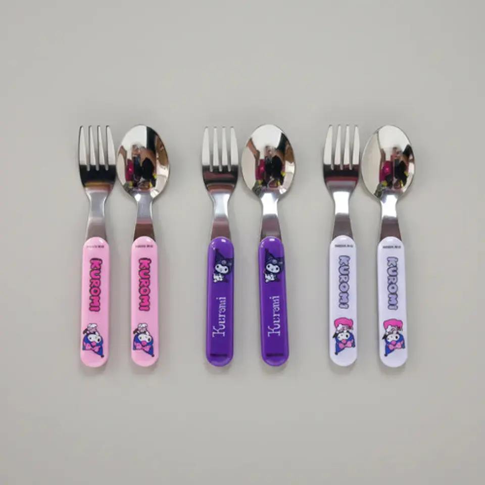 Cubiertos Infantiles Kuromi Sanrio 3 Sets Cuchara Y Tenedor 7