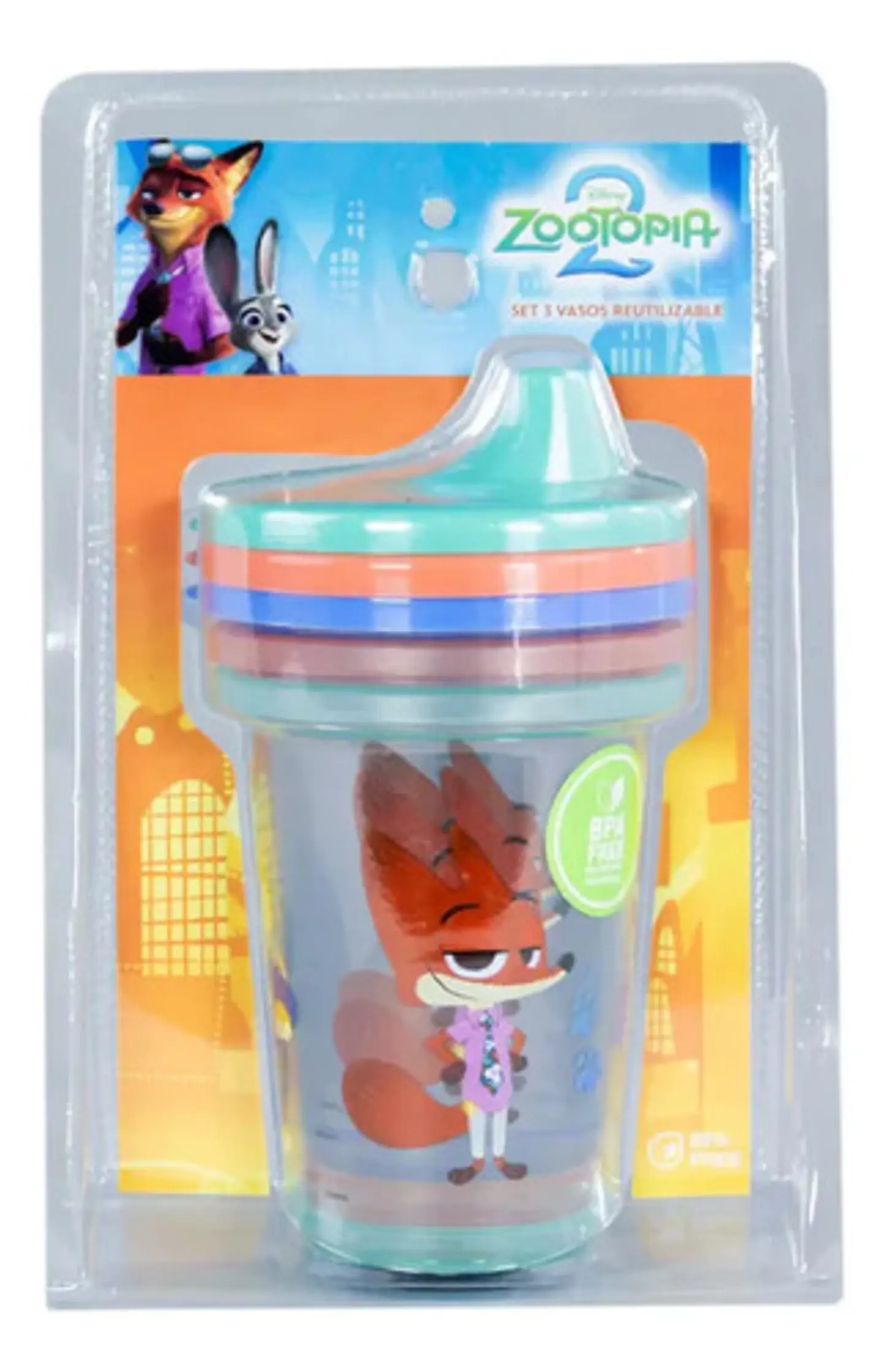 Set 3 Vasos Reutilizables Disney Zootopia 2 Infantil Niños 9