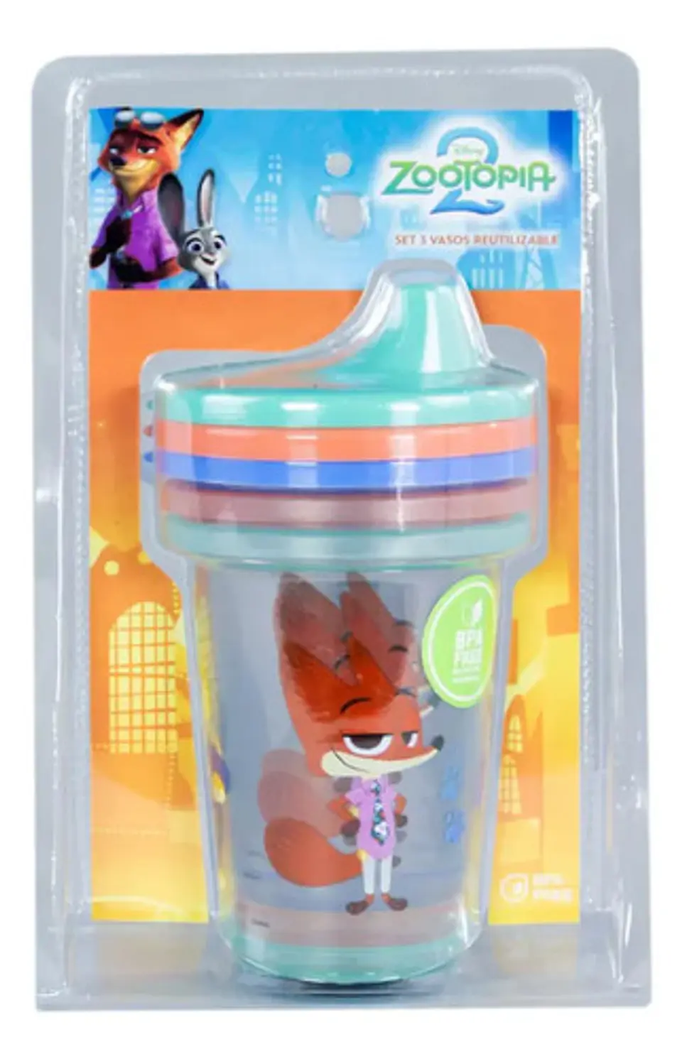 Set 3 Vasos Reutilizables Disney Zootopia 2 Infantil Niños 9