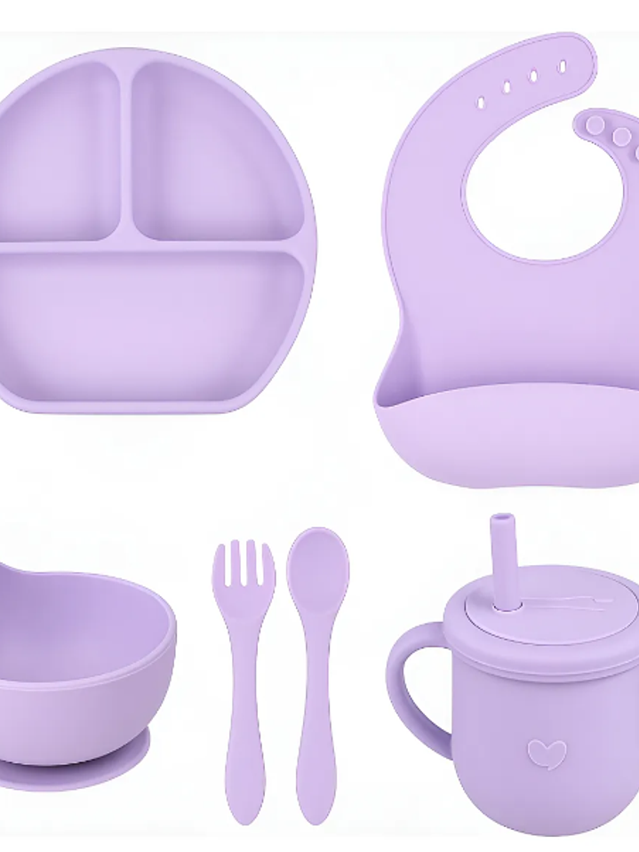 VAJILLA SILICONADA 8 PIEZAS PARA BEBÉS 2