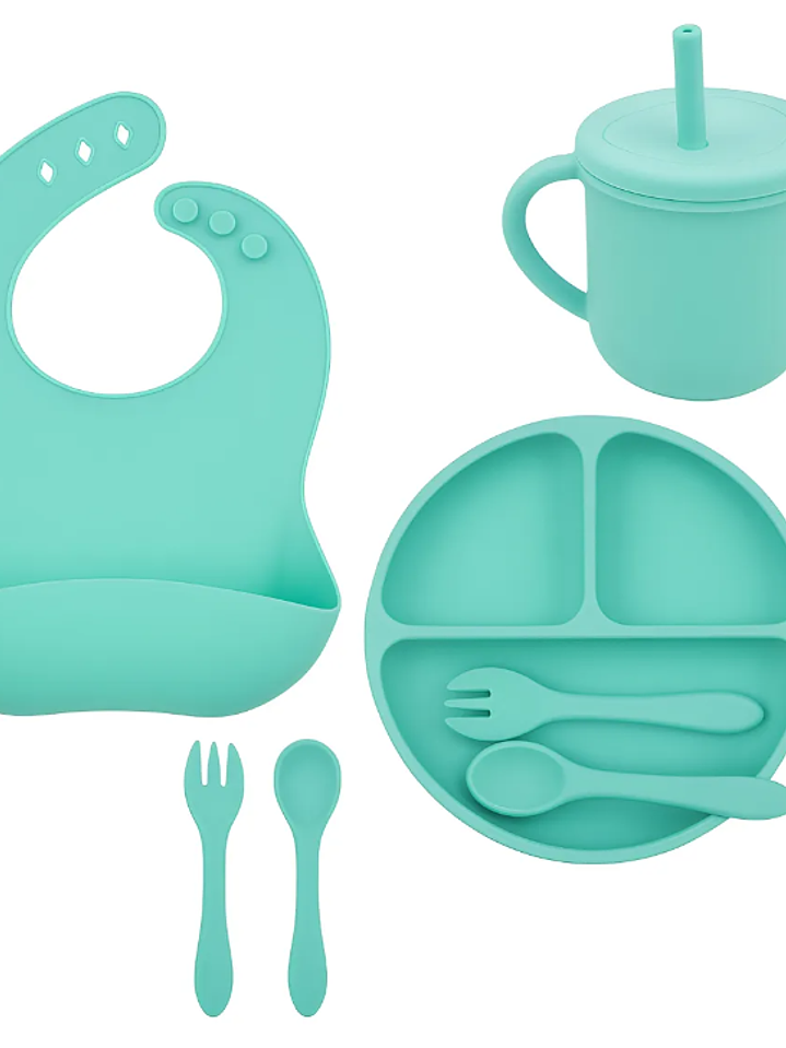 VAJILLA SILICONADA 8 PIEZAS PARA BEBÉS 4