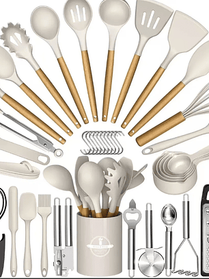 JUEGO DE 44 UTENSILIOS DE COCINA DE SILICONA