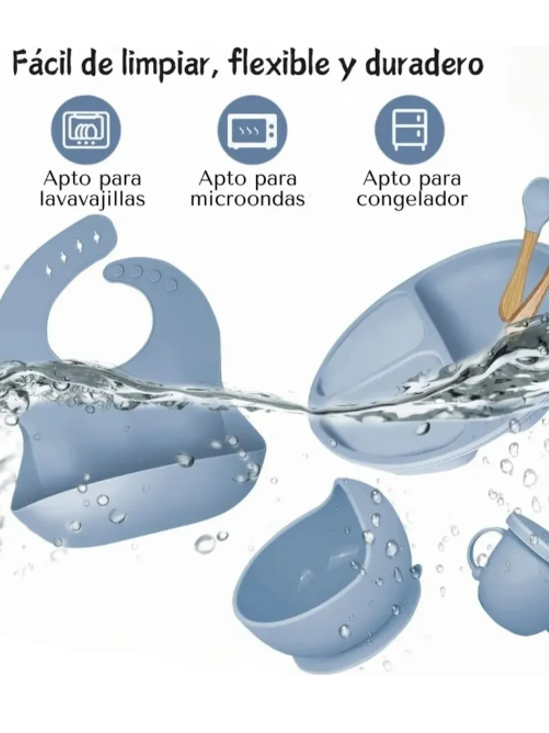 VAJILLA SILICONADA 8 PIEZAS PARA BEBÉS 7