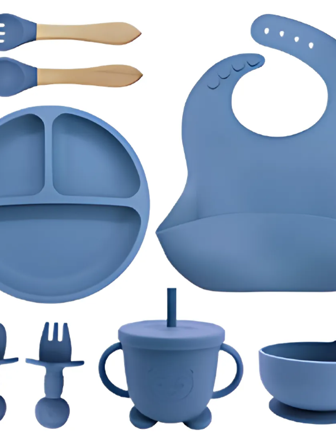 KIT DE VAJILLA Y CUBIERTOS DE SILICONA CON CAJITA 1