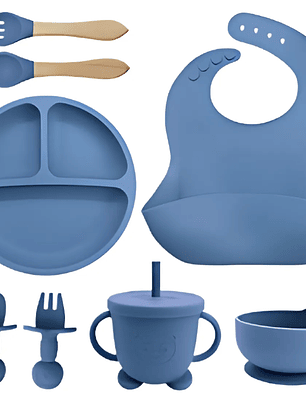 KIT DE VAJILLA Y CUBIERTOS DE SILICONA CON CAJITA