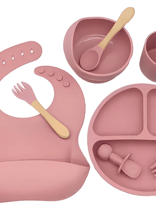 KIT DE VAJILLA Y CUBIERTOS DE SILICONA CON CAJITA