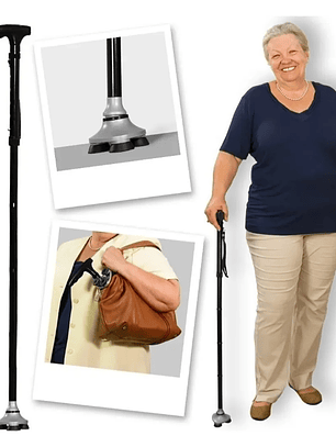 BASTÓN ORTOPÉDICO PLEGABLE APOYO LINTERNA LUZ LED