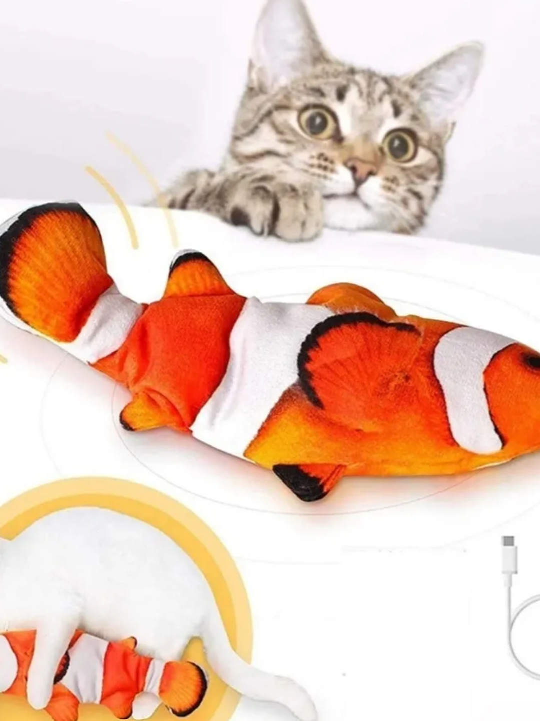 JUGUETE PARA GATOS RECARGABLE CON MOVIMIENTO PEZ GRANDE 5