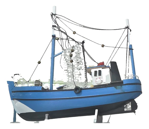 Barco Pesquero De Madera Decorativo Réplica Náutica Regalo
