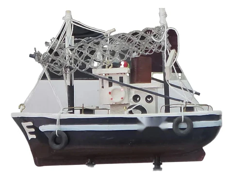 Barco Pesquero Pequeño De Madera Decorativo Souvenir Náutico